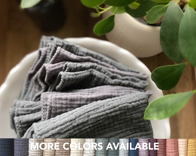 Lightweight Gauze Napkin / THIN 2 Ply 100% Cotton Muslin, Multiple Sizes And Colors Available, Reusable Eco Friendly, Bulk Options