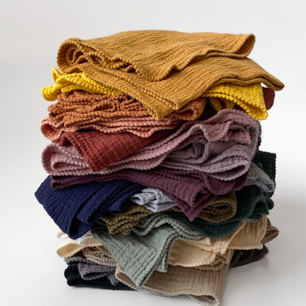 LIGHTWEIGHT Gauze Towel - 100% Cotton 2 Ply Muslin, Many Sizes And Colors, Very Thin And Fast Drying, Eco Friendly, Bulk Options Available