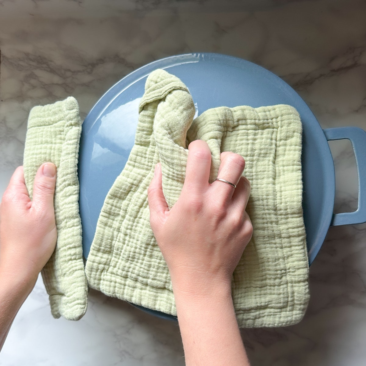 Flexible Potholder Set of 2 - 100% Cotton 8 Ply Muslin Gauze, Size 9X9, MANY COLORS, Corner Hanging Loop, Not Recommended For Oven Use