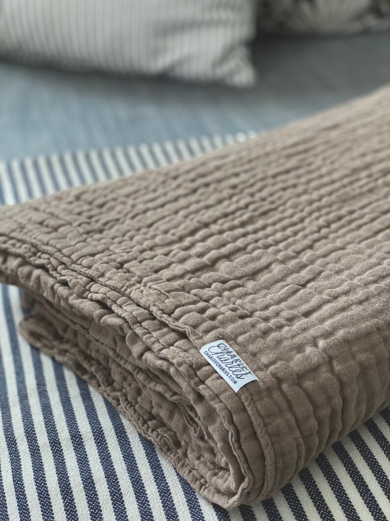 Thick Cotton Muslin Gauze Throw Blanket / Twin Cotton Coverlet Etsy