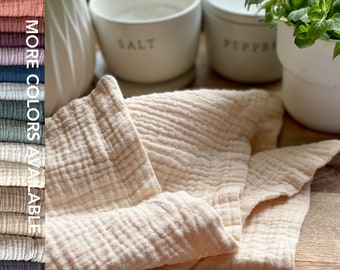 Thick 4 Layer Gauze Kitchen TOWEL-  / Hand Towel 16X26 / Best Kitchen Towel, Crinkle Cotton Tea Towel, Neutral Color Dish Towel