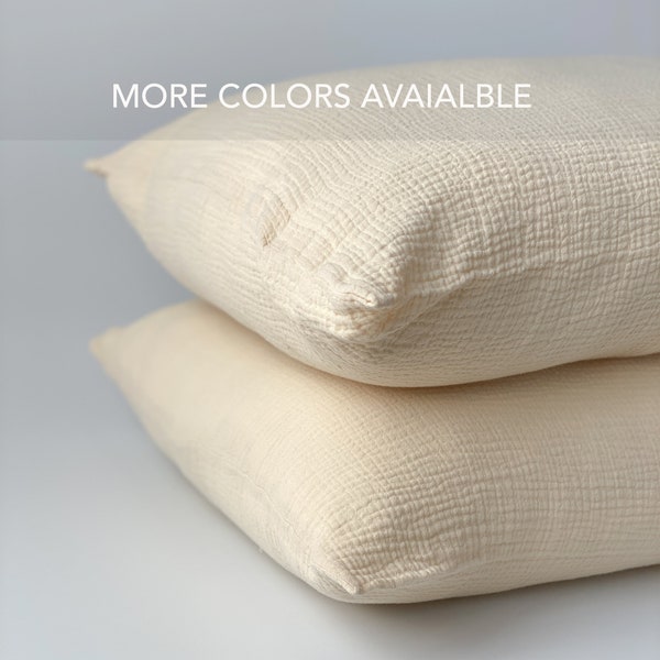 Muslin Pillowcase - Cotton Gauze Pillowcase / Standard Pillowcase / Queen Pillowcase / King Pillowcase / Bed Pillowcase Set / Muslin Bedding