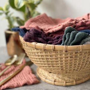 SMALL Gauze Cocktail Napkin -  4 Ply 100% Cotton Muslin, Size 7&#39;X7&#39;, Eco Friendly and Reusable, Many Colors Available, Bulk Options