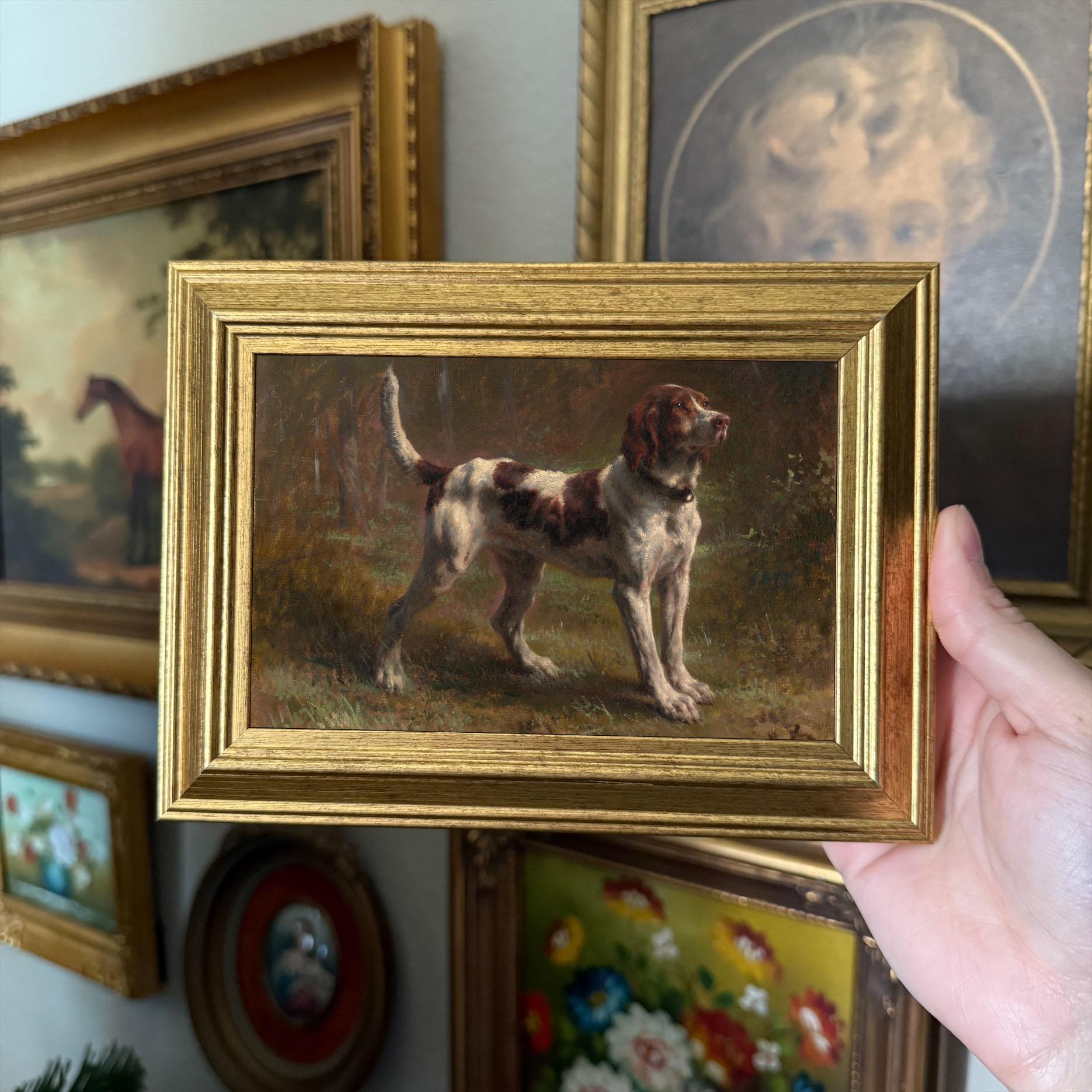 Vintage Style hunting hound dog painting art print gallery wall
