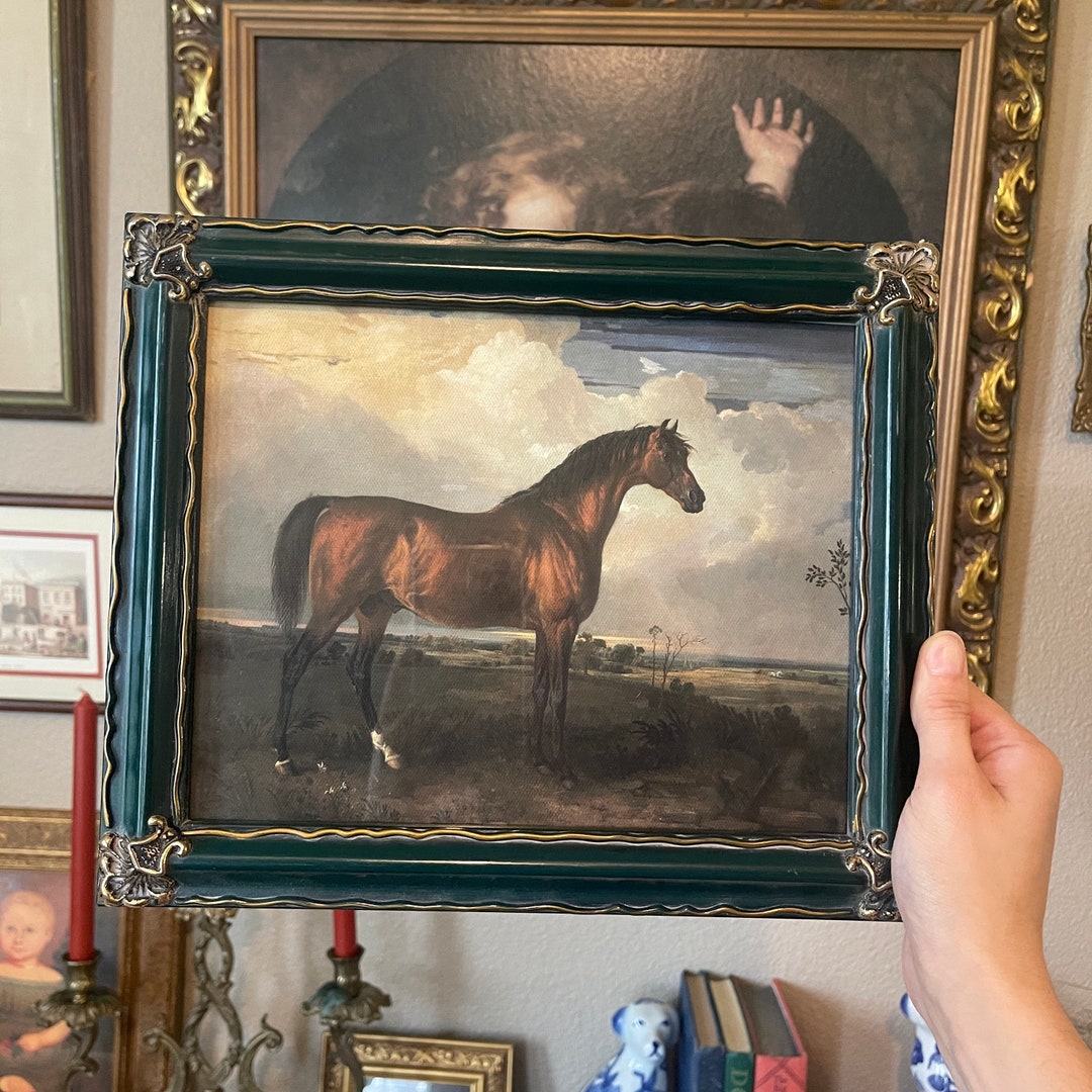 Vintage Style Equestrian Brown Horse in Landscape Painting Etsy