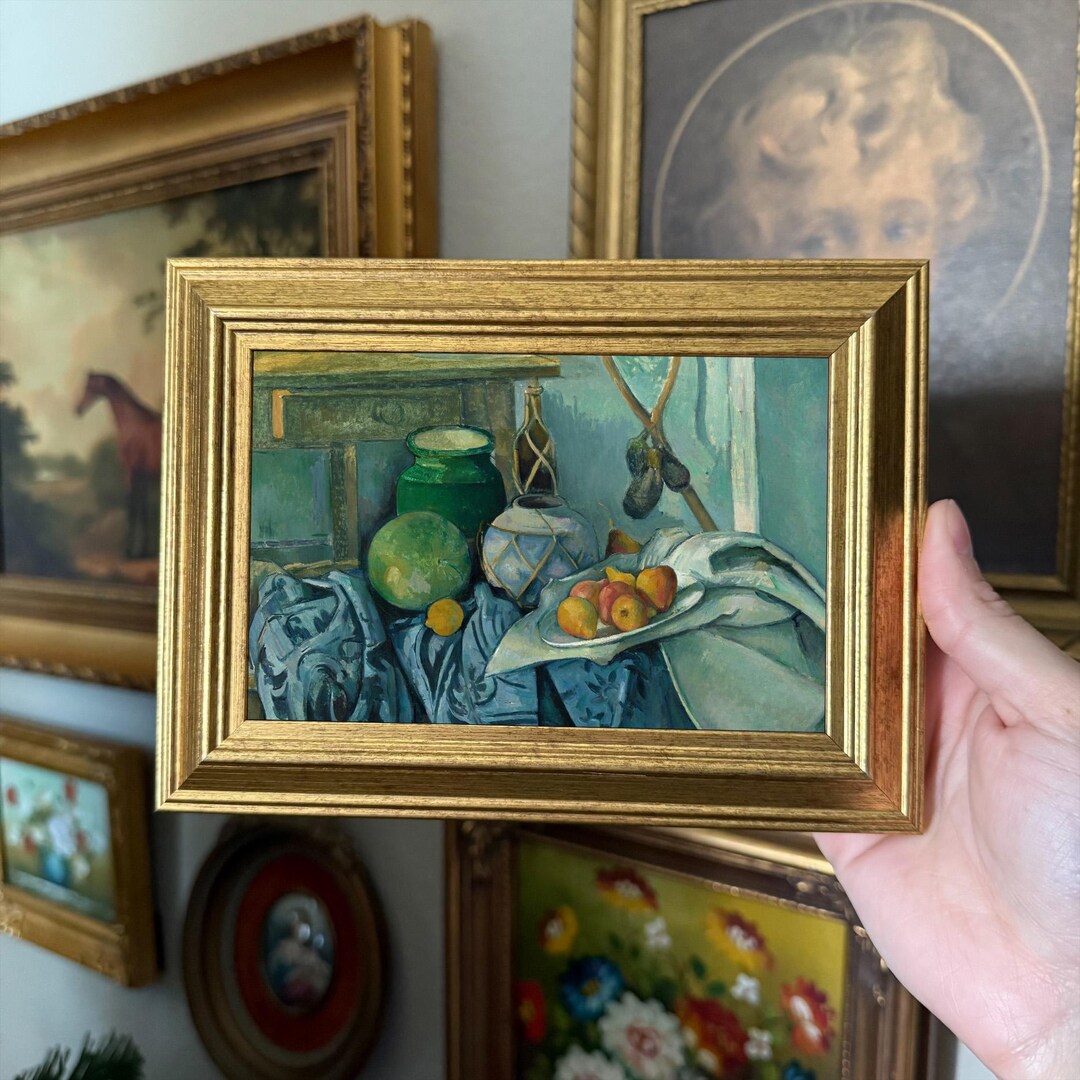 Vintage Style Painting Still Life Fruits and Vases on a Table Art Print ...