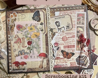 Vintage Style Ephemera Scrapbooking Kit Journaling Notebook Crafts Diary photo album memories