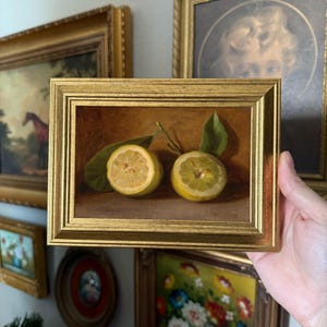 Vintage Inspired Lemon Still Life painting art Print Gallery wall