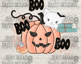 Boo Png | Halloween Kitty Png | Peach Pumpkin Png | Peach Halloween Png | Candy Corn Png | Cute Halloween Sublimation Design | Cute Pumpkin