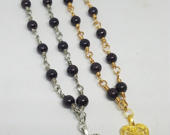 Garnet Anklet with heart charm