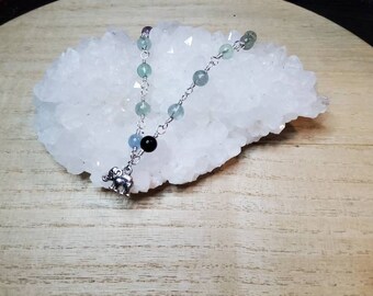 Fluorite Anklet with elephant charm