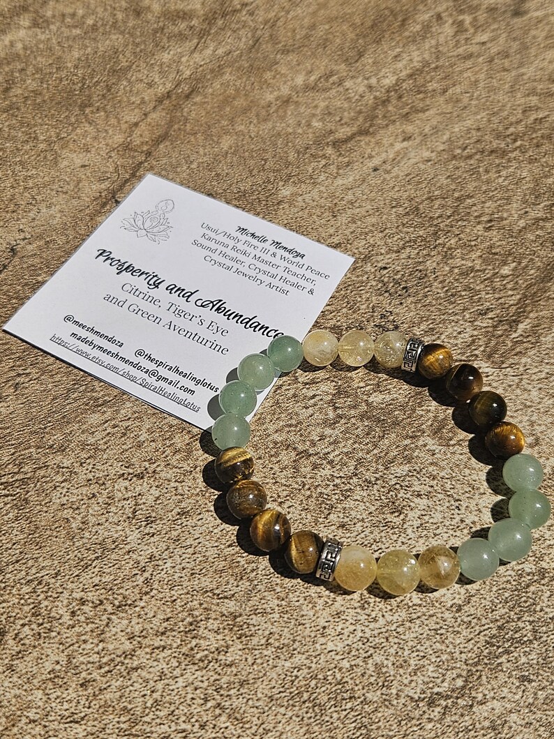 Prosperity and Abundance Bracelet with Citrine, Green Aventurine, and Tiger Eye image 3