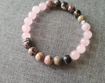 Love and Forgiveness Bracelet with Rose Quart and Rhodonite