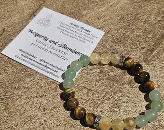 Prosperity and Abundance Bracelet with Citrine, Green Aventurine, and Tiger Eye