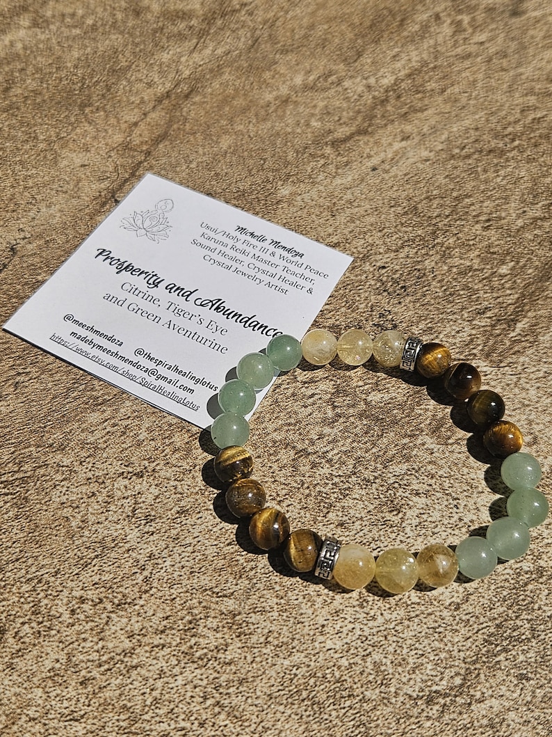 Prosperity and Abundance Bracelet with Citrine, Green Aventurine, and Tiger Eye image 1