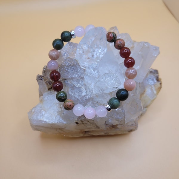 Fertility & Pregnancy Bracelet with Rose Quartz, Unakite Jasper, Carnelian, Peach Moonstone and Canadian Jade