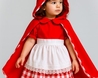 REXREII Baby Girl Little Red Riding Hood Costume - Dress With Cape For Halloween, Christmas, Birthday (Size 6-12M) - View #8