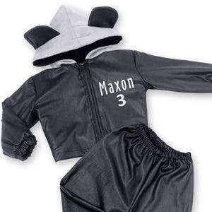 Baby Panda Costume with Bear Ear Hoodie – Faux Leather Toddler Outfit – Cute Animal Halloween Costume for Boys & Girls