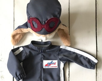 Captain Pilot Helmet-Mechanic Overalls Men-Halloween Costume-1st Birthday Gift for Kids-Aviation Gifts-Photography Props