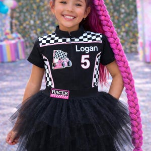 Black Fast One Birthday-Two Fast Birthday Custom Race Suit-Tutu Checkered Dress-Race Car Birthday-Halloween Costumes