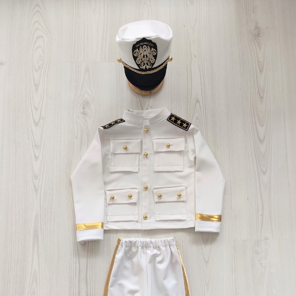 Sailor Shirt-Captain Hat-US Navy Dress-Navy Costume-United States Navy Suit-Photography Props-Newborn Props