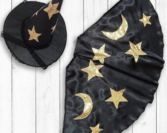 Pink Halloween Witch Dress-Witch Costume Kids-Witch Hat-Celestial Dress-Pinafore Dress-Halloween Clothes