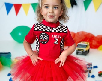 Tutu Checkered Dress Two Fast Birthday Custom Race Suit-Race Car Birthday-Halloween Costumes-1st Birthday Gift