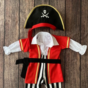 Pirate Costume Men-Pirate Shirt Hat Coat-Halloween Costumes-Renaissance Costume-Photography Props-1st Birthday Gift