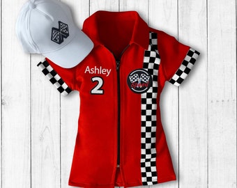 Mommy and Me Mom and Daughter-Checkered Dress Two Fast Birthday Custom Race Suit-Race Car Birthday-Halloween Costumes Adult