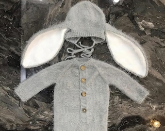 Easter Bunny Costume/Knit Sweater/Halloween Costume/Bunny Ears/Photography Newborn Props/Photo Shoot/Baby Shower Gift