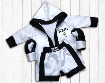 Boxing Robe-Baby Boxing Gloves Personalized Robes Muay Thai-Newborn Photography-Baby Martial Arts