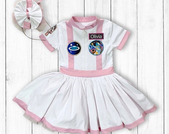 Pink Dress Space Suit Space Theme Birthday Party-Astronaut Costume-Space Baby Shower-Halloween Costumes Nursery