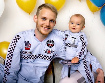 Father and Son Two Fast Birthday-Race Car Birthday Custom Race Suit-Fast One Birthday-Halloween Costumes-1st Birthday Gift