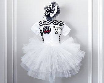 Tutu Checkered Dress Two Fast Birthday Custom Race Suit-Race Car Birthday-Halloween Costume-1st Birthday Gift