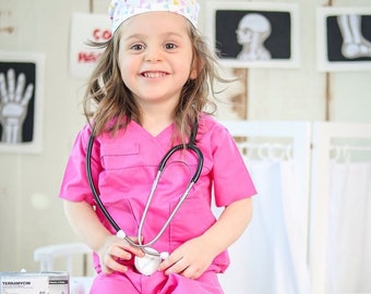 Personalized Kids Scrubs Costume-Doctor Medical Set-Halloween Costume-Doctor Costume-Photography Props-Lab Coat