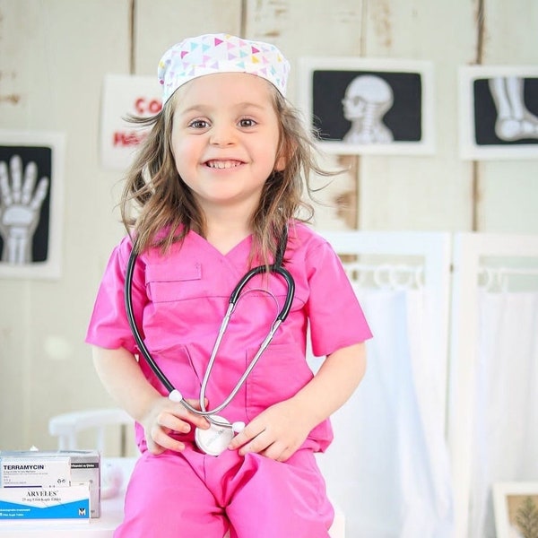 Personalized Kids Scrubs Costume-Doctor Medical Set-Halloween Costume-Doctor Costume-Photography Props-Lab Coat