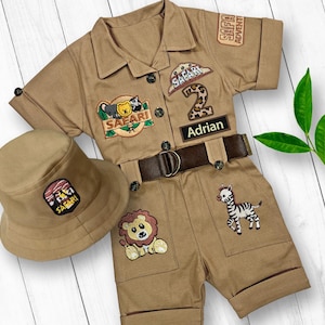 Safari 1st Birthday Set Jungle Animals Cake Smash Photo IDOPIP Safari 1st Birthday Outfit For Boys - Jungle Animal Vest, Shorts & Hat Set For Cake Smash Photos Baby Boy 1st Birthday