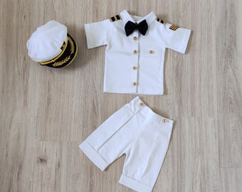 Sailor Shirt-Captain Hat-US Navy Dress-Navy Costume-United States Navy Suit-Photography Props-Newborn Props