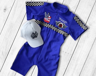 Racing Jacket Shorts Jumpsuit-Race Car Birthday-Photography Props-Halloween Costumes-1st Birthday Gift-Racer Jacket