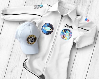 White Astronaut Costume-Space Baby Shower-Space Theme Birthday Party-Halloween Costume-Space Jumpsuit-Space Themed Nursery