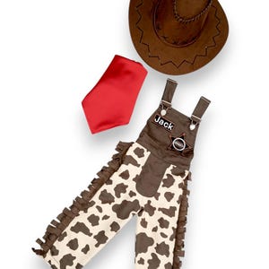 Personalized Cowboy Costume for Kids - Sheriff Outfit with Name Patch, Hat & Bandana - Western Dress-Up Set for Boys and Girls