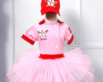 Pink Custom Baseball Sister Mom Mama Dress-Baseball Cap Jersey-Halloween  Costume-1st Birthday Gift-Toddler Costume
