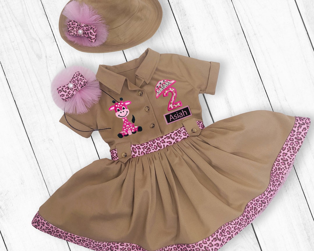 Safari Birthday Smocked Girls Bloomie Set
