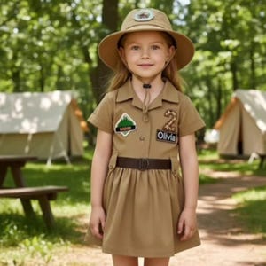 Handmade Camping Birthday Costume with Hat, Patches, and Optional Name