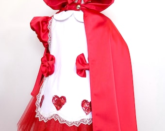 Red Riding Hood Birthday Girl Dress Cloak with Hood-Halloween Costume-Baby Shower Gift Photography Props
