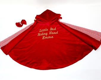 Red Riding Hood Birthday Girl Dress Cloak with Hood-Halloween Costume-Baby Shower Gift Photography Props