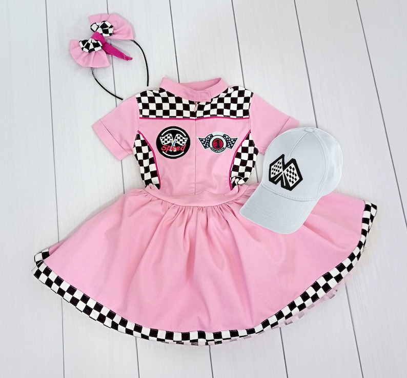 Mom and Daughter Tutu Checkered Dress-Race Car Birthday-Adult Costumes-Fast One Birthday-Two Fast Birthday Custom Race Suit Dress+Hat