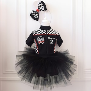 Tutu Checkered Dress Two Fast Birthday Custom Race Suit-Race Car Birthday-Halloween Costumes-1st Birthday Gift