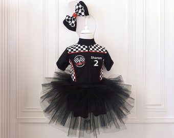 Tutu Checkered Dress Two Fast Birthday Custom Race Suit-Race Car Birthday-Halloween Costumes-1st Birthday Gift