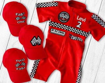 Two Fast Birthday Custom Race Suit-Halloween Costumes-Fast One Birthday-Race Car Birthday-1st Birthday Gift-Drag Race